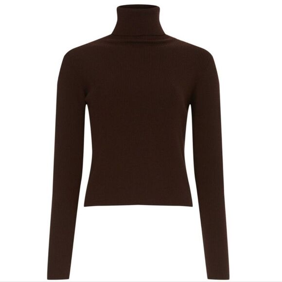 NWT Thakoon Open Back Turtleneck Sweater, Size Medium Color Chocolate Brown - Picture 5 of 6